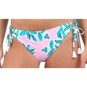 NWT La Blanca Opulent Palm Side Tie Hipster Swim Bikini Bottom Size 10 RN 52419